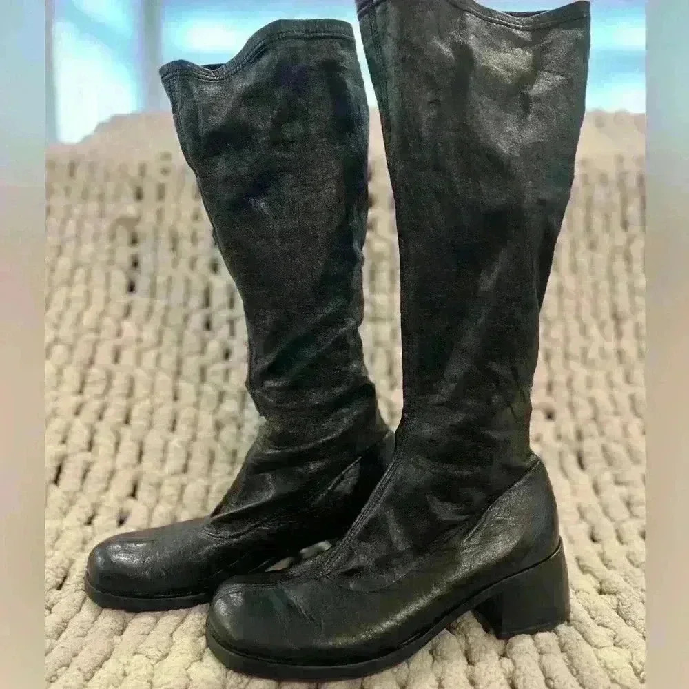 Italian Fitted Black Tall  Boots